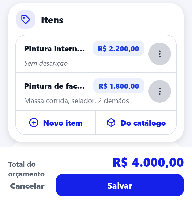 ESCOPO DE SERVIÇO COM PREÇOS