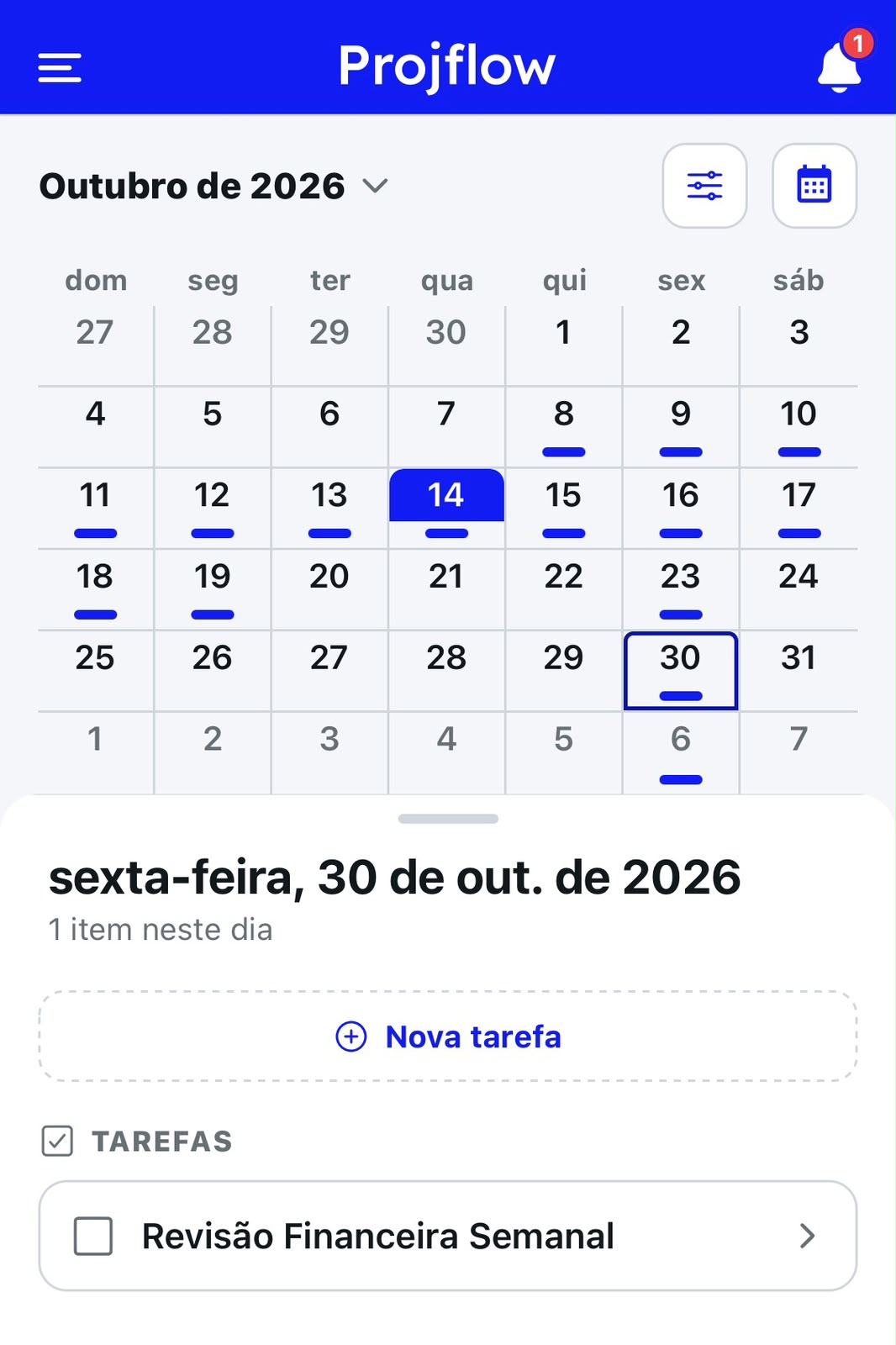 GESTÃO FÁCIL DE CALENDÁRIO - TAREFA PARA REVISÃO SEMANAL FINANCEIRA