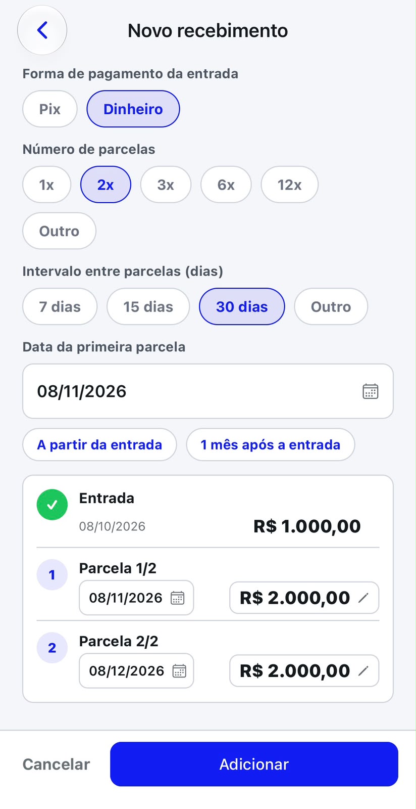CRIAÇÃO DE PARCELAS E FLUXO FINANCEIRO