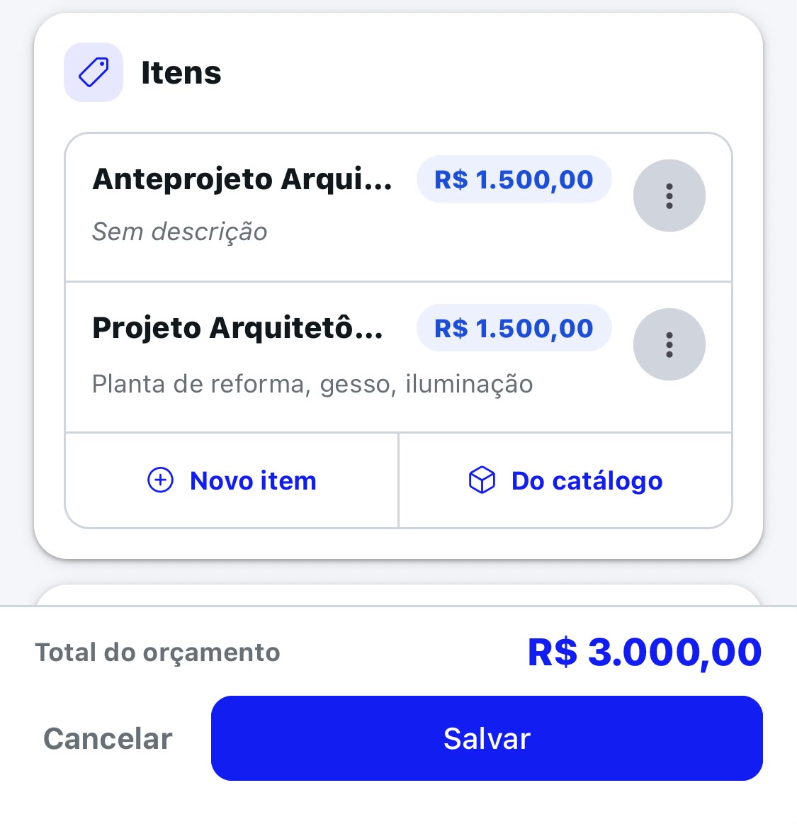 ESCOPO DE PROJETO PARA ORÇAMENTO